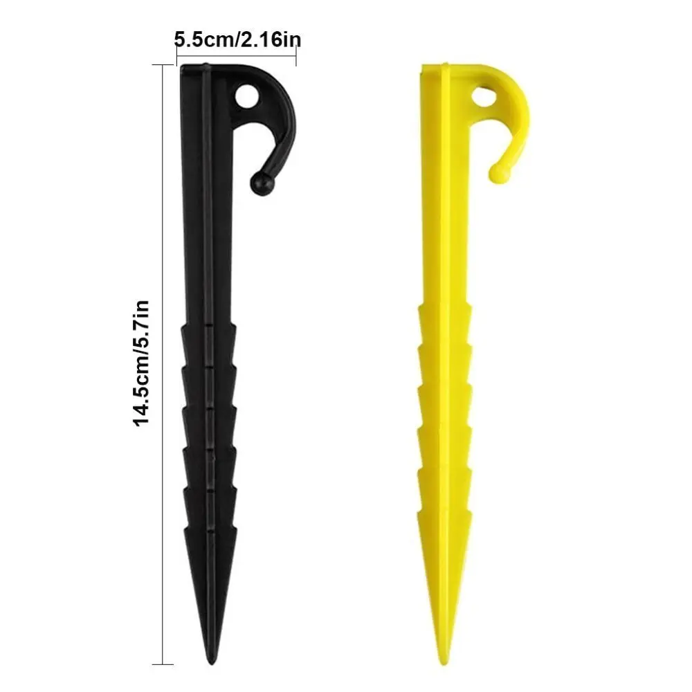 10pcs Plastic Tent Hook Stakes Camping Tents Accessories Beach Sand Ground Pegs Ground Support Nails Peg Screw Bolt