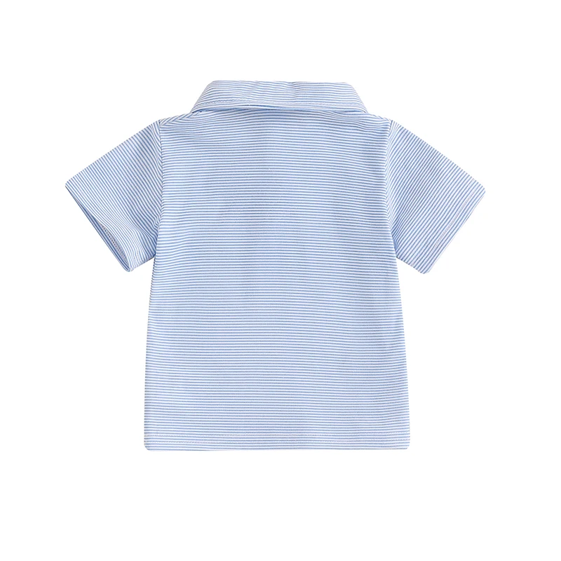0-3Years Toddler Baby Boys Striped T-Shirts Summer Casual Golf Pattern Short Sleeve Turn-Down Collar Button Kids Casual Tops