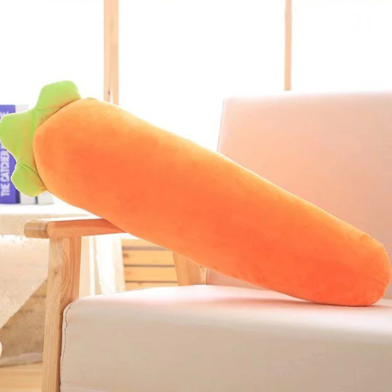 75cm-110cm Cute Huge Carrot Plush Pillow Toy Soft Stuffed Vegetable Carrot Pillow Doll Girl Sleeping on Bed Long Doll for Kids funny strawberry carrot transformed into long ear rabbit small fruit plush doll stuffed animal plush toys for easter gift