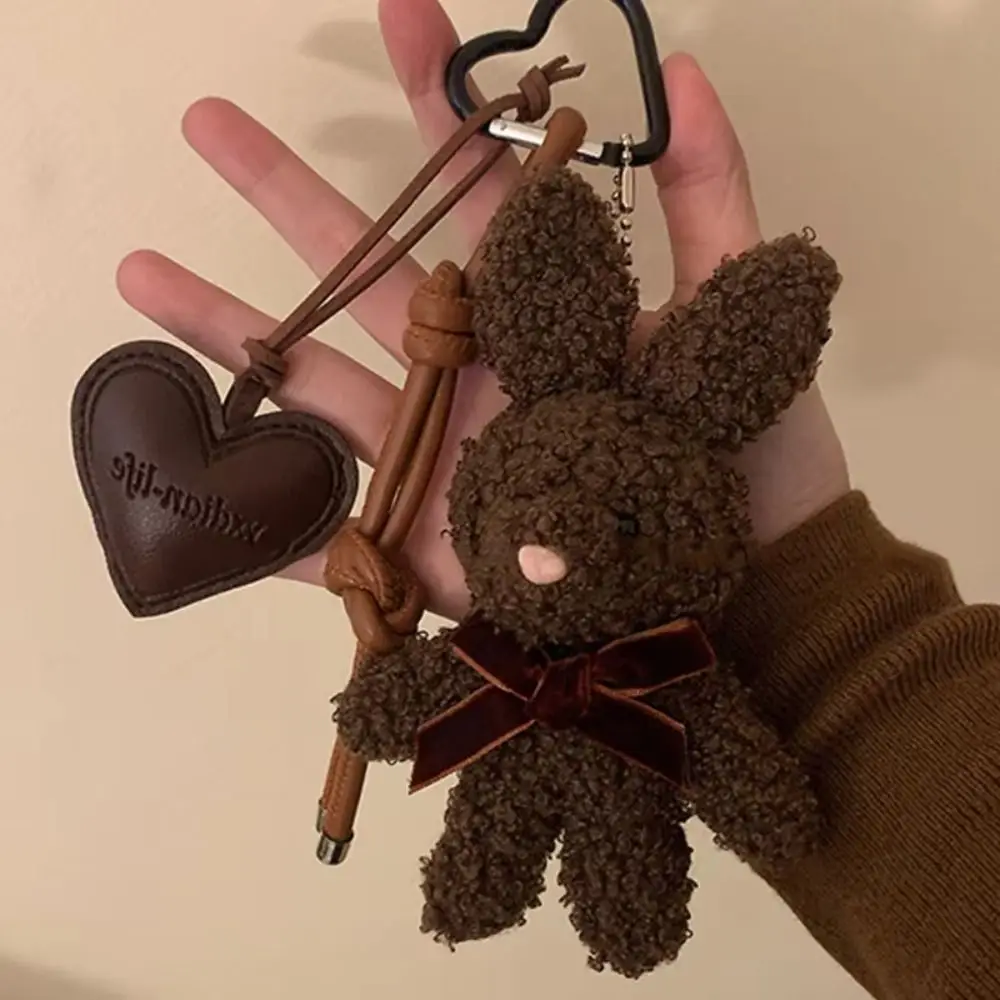 Fluffy Plush Rabbit Keychain Soft Cartoon Plush Rabbit Doll Pendant Y2K Kawaii Stuffed Backpack Pendant Couple Girl Kids Gift