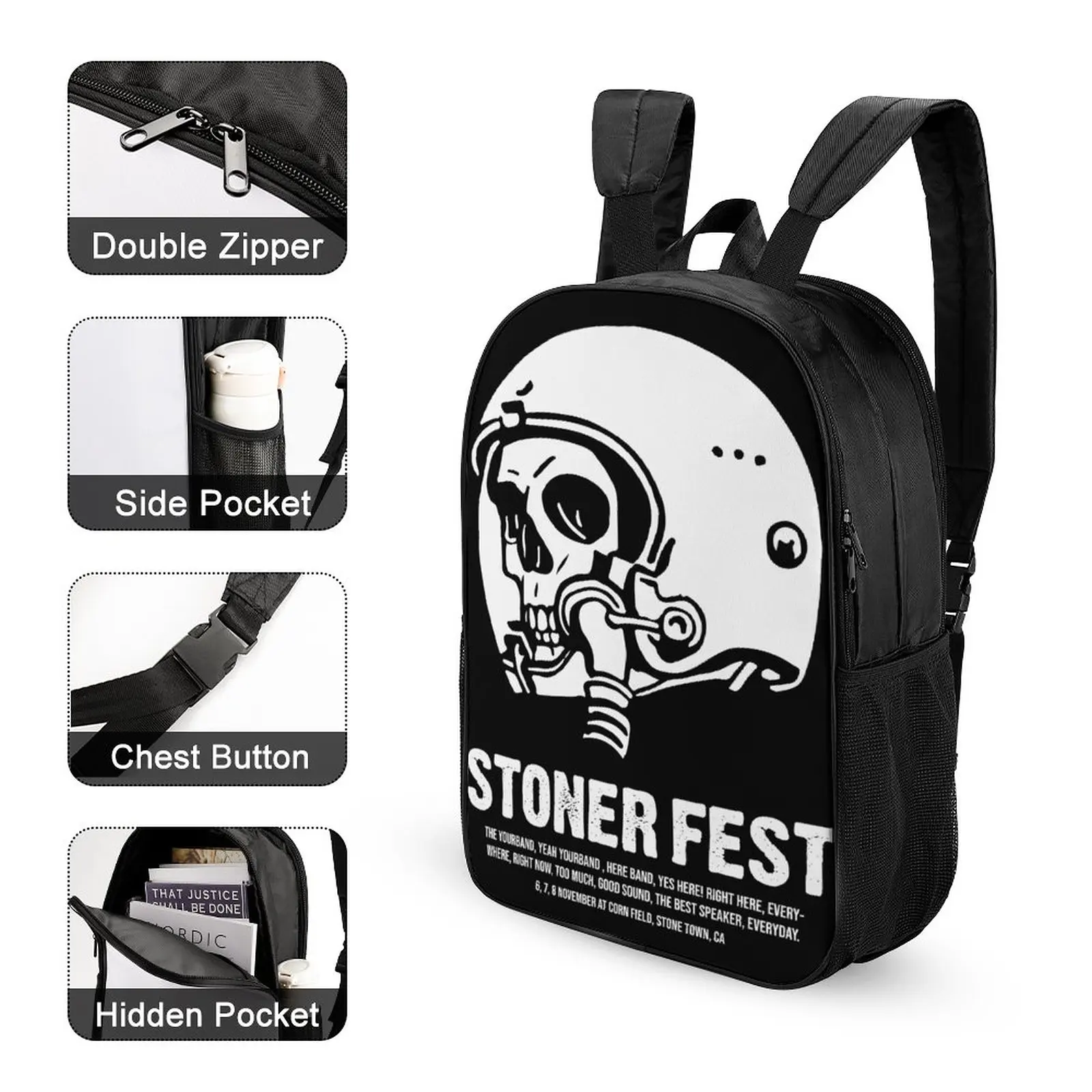 Gothic Punk Skull Backpack 2023 New Large Bags 2 Handles Adjustable Travel Backpag Male Bag Breathable Shoulder Straps