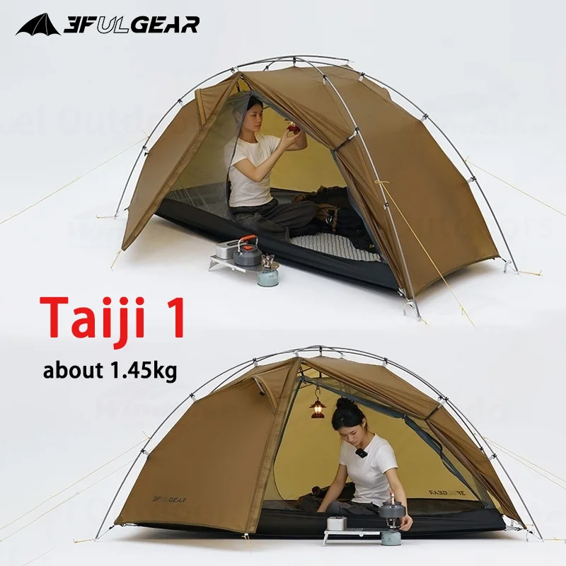3F UL GEAR Taiji 1 Single Tent Portable Ultralight Camping 3/4 Season Tent Double Layer 15D/20D Nylon W/ 7001 Aluminum Alloy