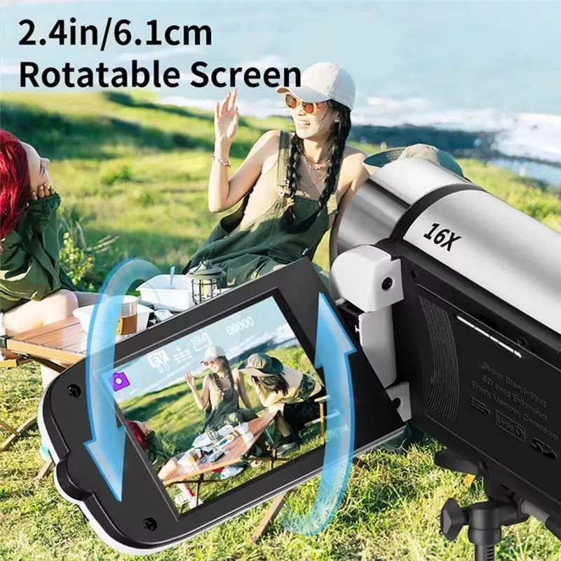 CLCU 1080P HD 16X 디지털 줌 디지털 카메라 LED 라이트 디지털 카메라 Vlog 여행 카메라 하이킹용 디지털 카메라