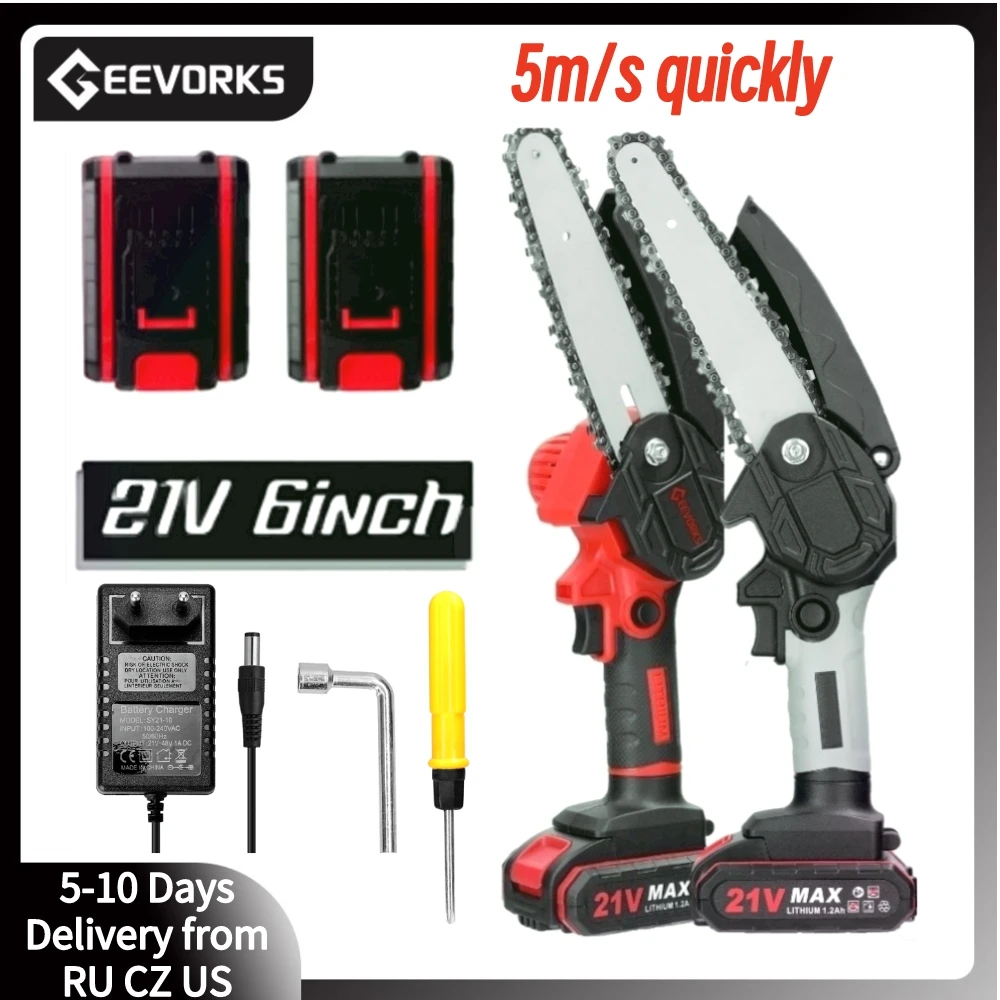 21V6inchPortableElectricPruningSawsMiniWoodSplittingChainsaw