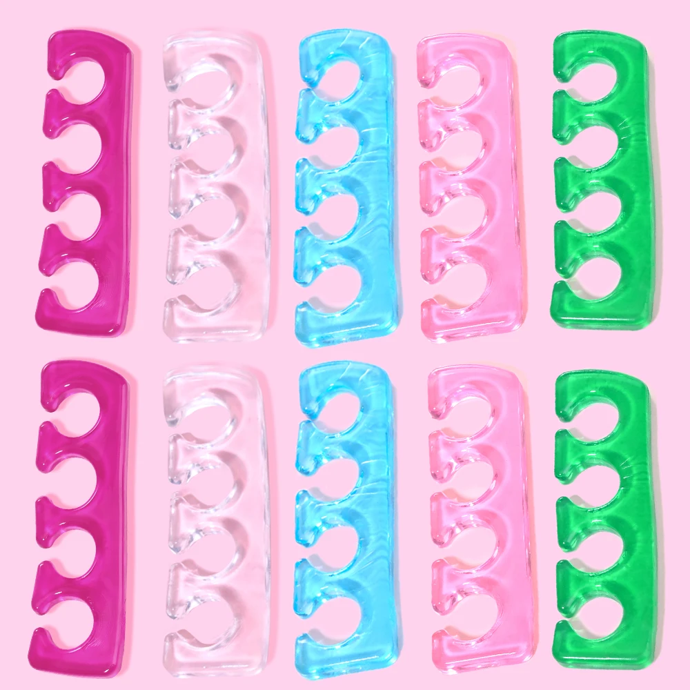 Soft Silicone toe separators 5-Colors 2.6*9.2cm Manicure Pedicure Foot Brace Flexible Finger Toetip Separate Nails Tool 2Pcs