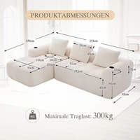 Компактный мягкий диван, модульный диван с боковым карманом и держателем для напитков, высококачественный комфорт для длительного сидения, вкл. Подушки — изображение 2