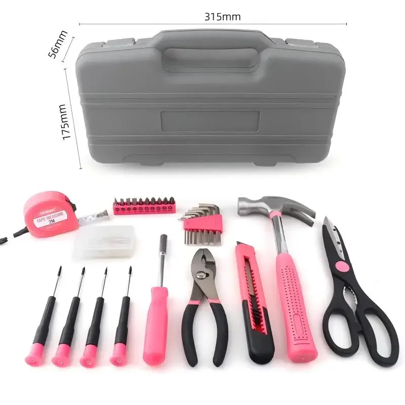 62PCS Multifunctional Household Hardware Tool Kit Hand Repair Set With Hammer Tape Measure Screwdriver Pliers Home Daily Repair