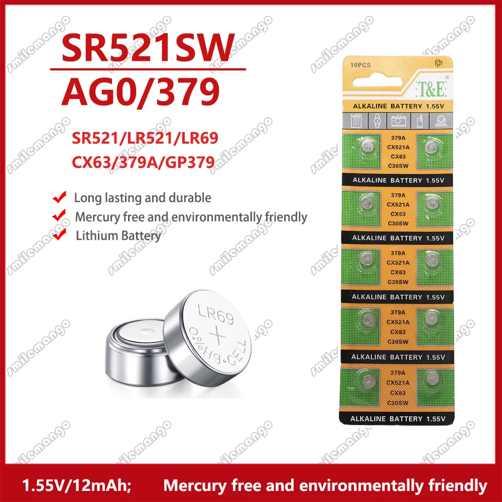 

40-200 шт., кнопочные батареи LR521 AG0 SR521SW 379A 379 179 D379 SR63 1,5 V