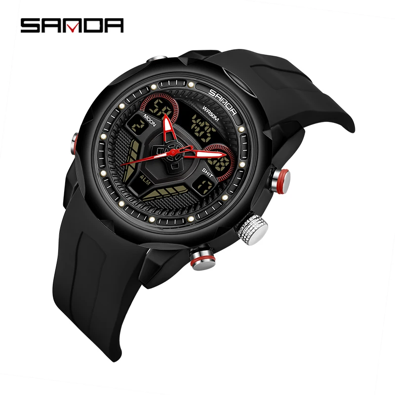 SANDA 9022 Men's Multifunctional Outdoor Waterproof Electronic Watches Digital Wristwatches Student Fashion Trend Military Style