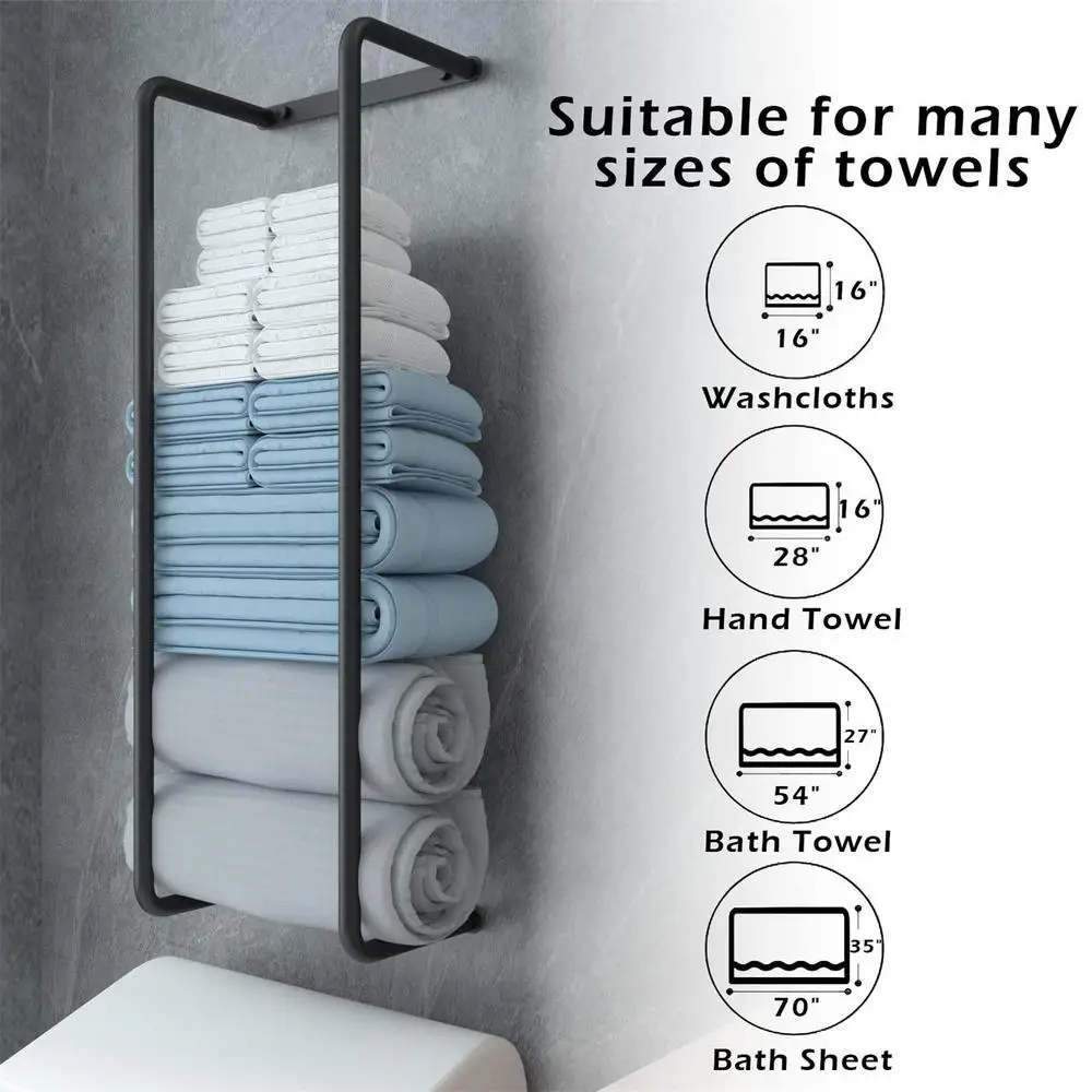 Description Picture 3 of itemBathroom Towel Holder Wall Mount Stainless Steel Towel Rack Adjustable Shower Room Towel Storage Shelf Bathroom Accessories