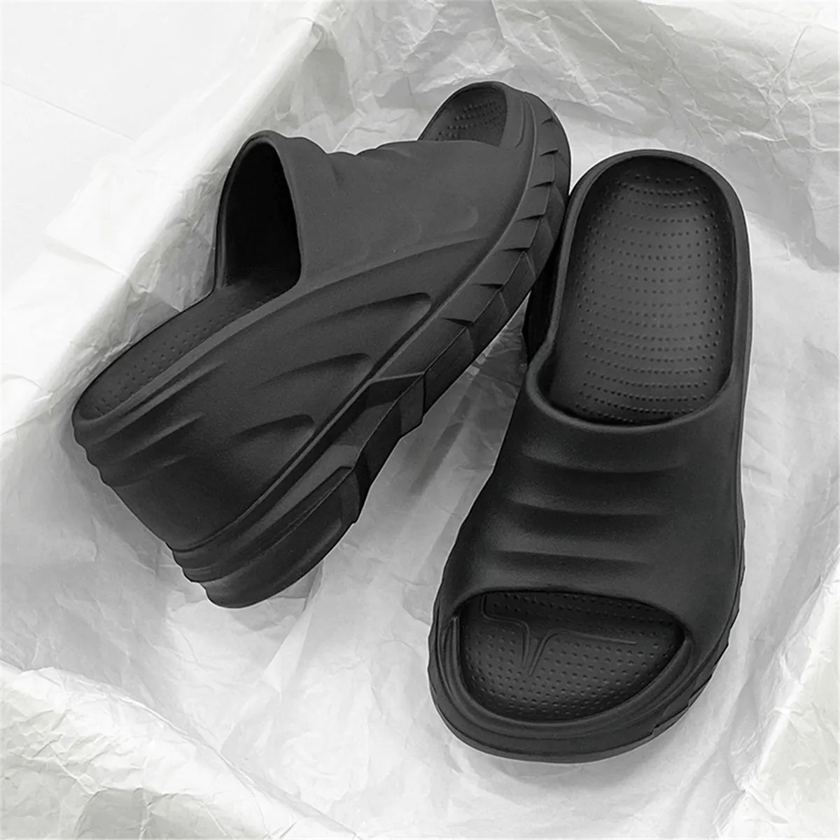 Women Fashion Summer 8 cm Chunky Sole Wedges Heels Flip Flops Casual Shoes Waterproof Taiwan Slippers Sexy Lady Sandals 1