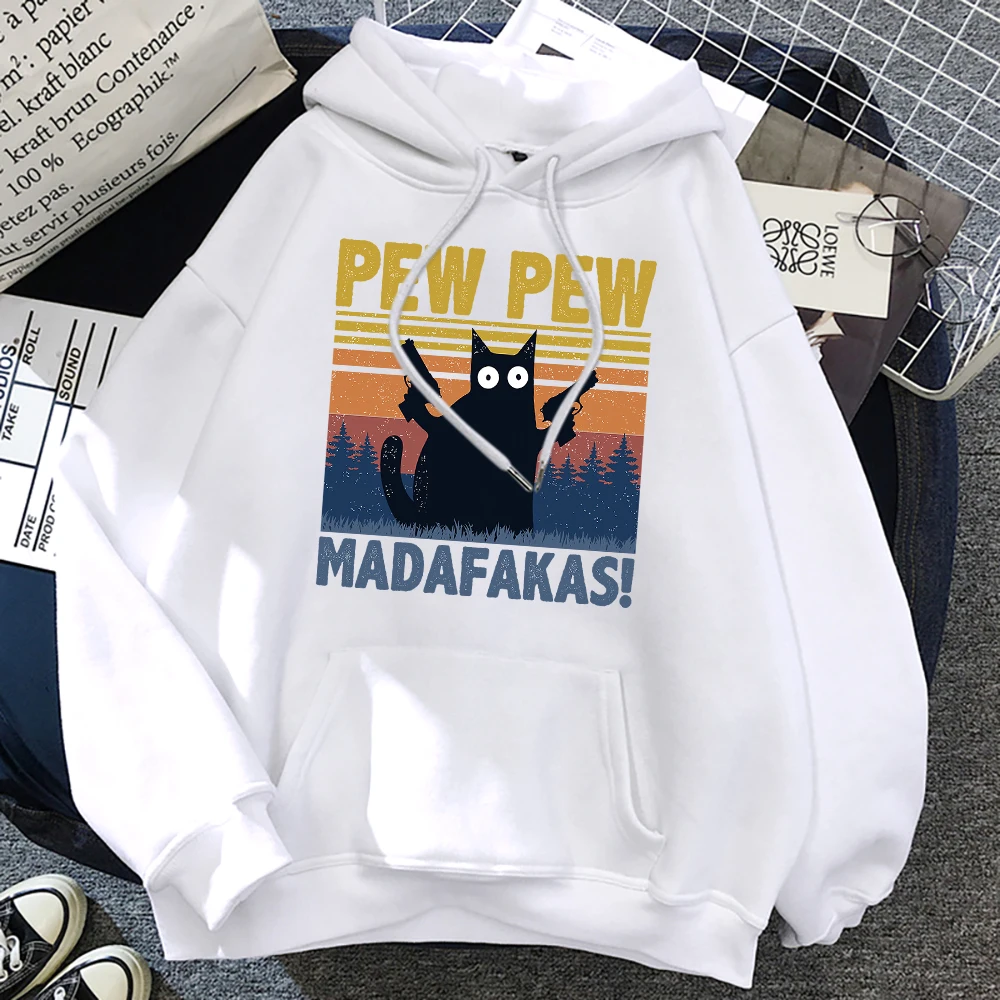 

Cartoons Cat Pew Pew Madafakas Funny Women Hoodie Harajuku Oversize Clothing autumn Casual Hoody Breathable Fleece Hoodies top