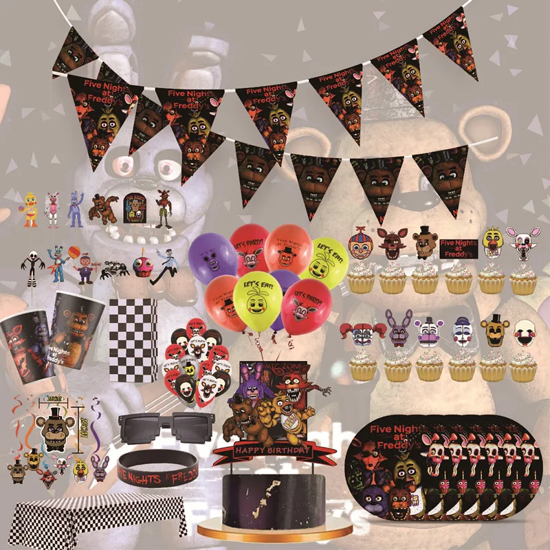 FNAF Birthday Party Decorations At Five Nights Balloons Disposable  Tableware Plate Napkin Backdrop for Kids Party Supplies Gift - AliExpress