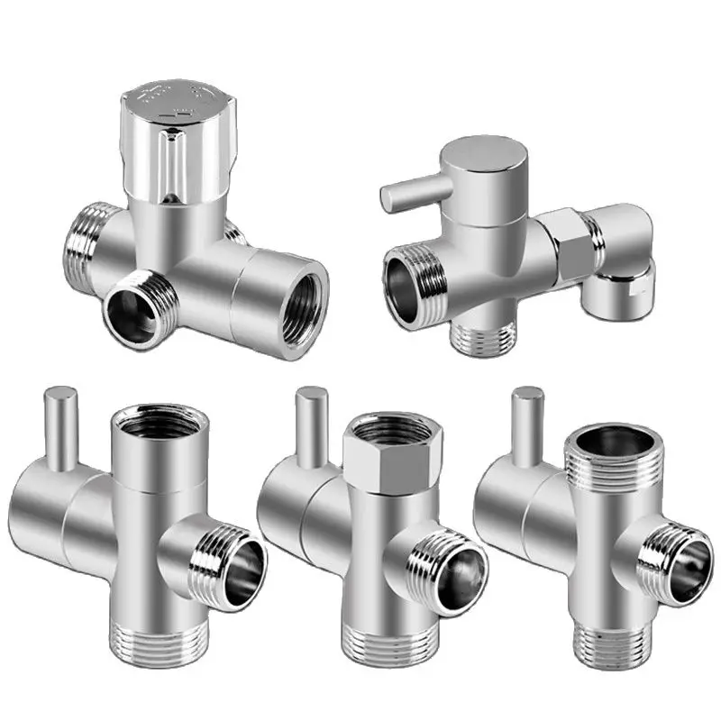 1Pc Bright Silver Brass 3-Way Shower Arm Adapter G1/2&rsquo; G3/4 Shower Diverter Valve For Fixed Bathroom Accessories diverter valve shower head diverter valve shower head adapter