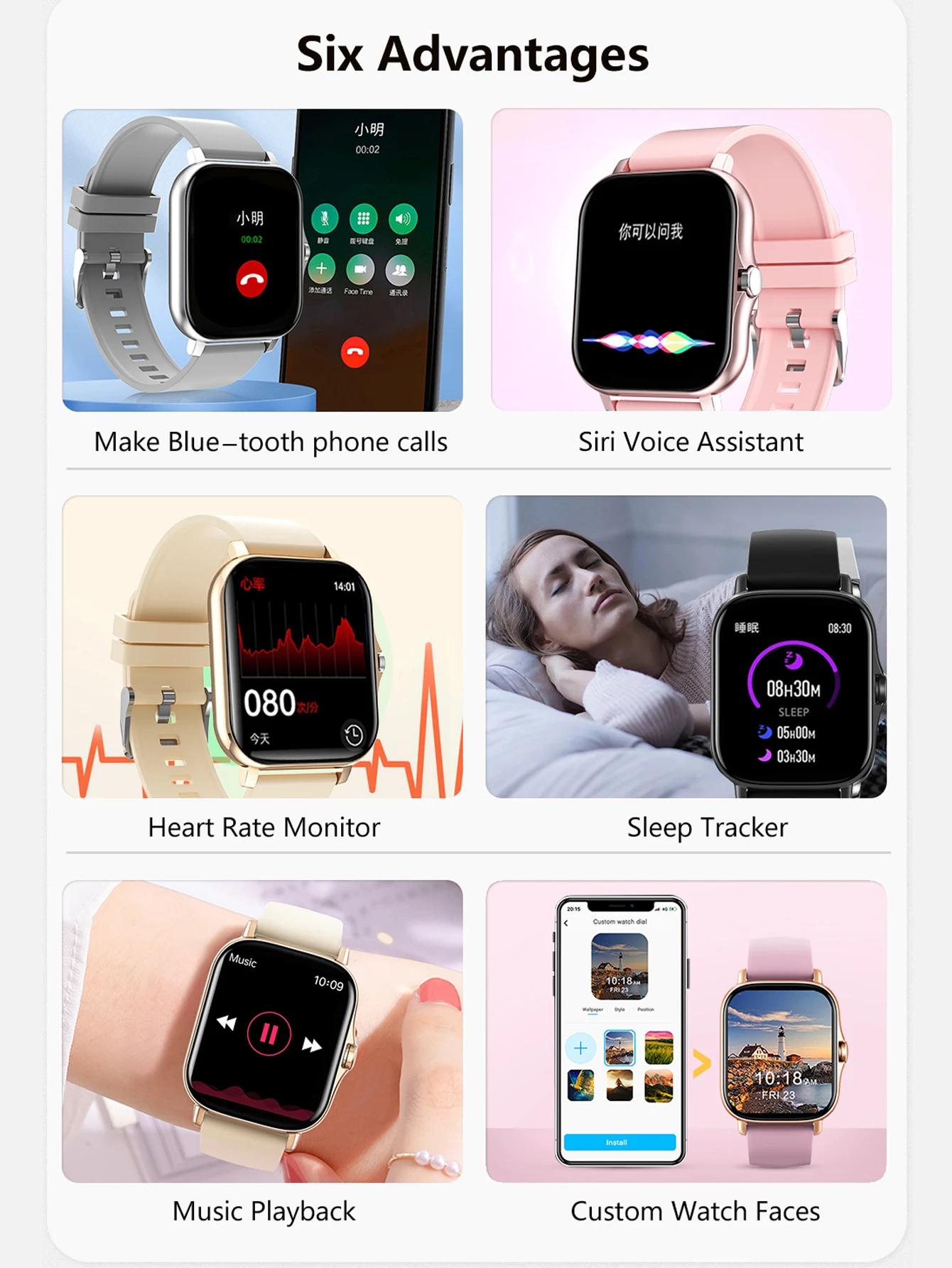 Smart watch Men Ladies Full touch Screen Sports Fitness watch IP67 Waterproof Bluetooth Music For Android iOS Couple Smart Watch