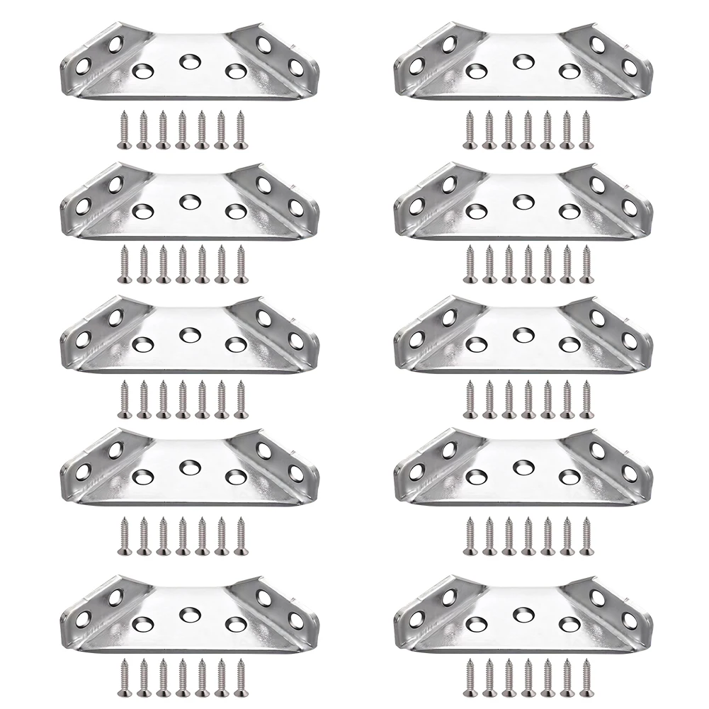 Description Picture 4 of item10Pcs Furniture Corner Connector Corner Code Fastener Stainless Steel Triangle Reinforcement Fasteners Heavy Duty for Furniture