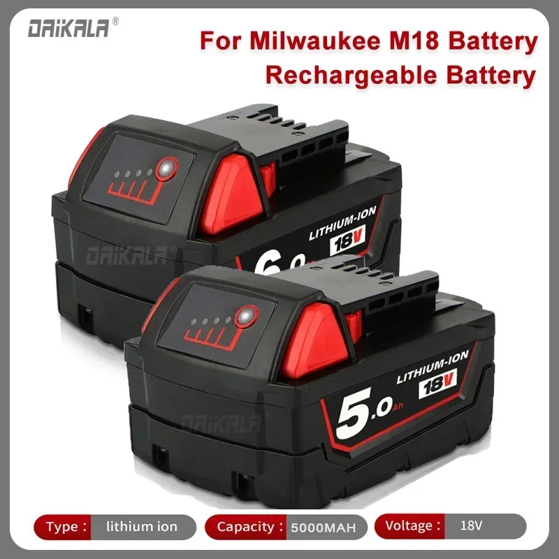 

18 в для аккумулятора Milwaukee M18 M18B6 XC 9,0 Ач li-ion 48-11-1860 48-11-1852 или зарядного устройства 48-11-1850 48-11-1840, беспроводные электроинструменты