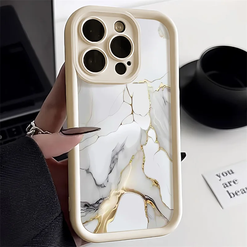 Marble Case For iPhone 16 Pro Max Case iPhone 13 15 11 12 14 Pro Max XR XS 7 8 Plus SE Shockproof Soft TPU Silicone Phone Cover