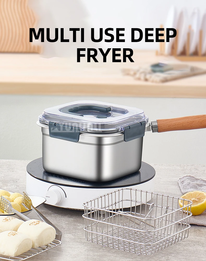 Description Picture 2 of itemGas Electric Frying Cooking Pot Stainless Steel Fryer Pan Outdoor Portable Preservation Box 2500ML Deep Fryer Steamer