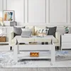 Raised top coffee table with hidden compartment and storage shelf, adjustable tabletop dining table, white, 47.5 "L 1