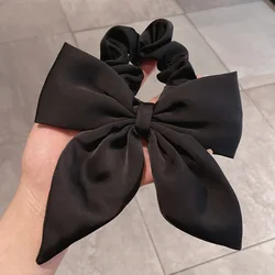 Vintage Red Satin Bow Elastic Hair Bands - Fashionable Hair Accessories (Black)