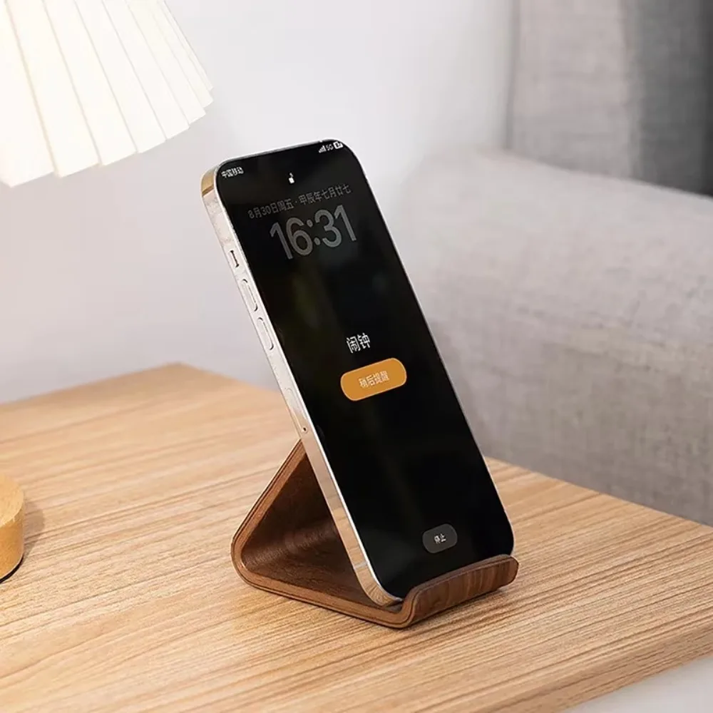 Elegant Walnut Bentwood Phone Stand – Stylish Desk Accessory & Universal Smartphone Holder