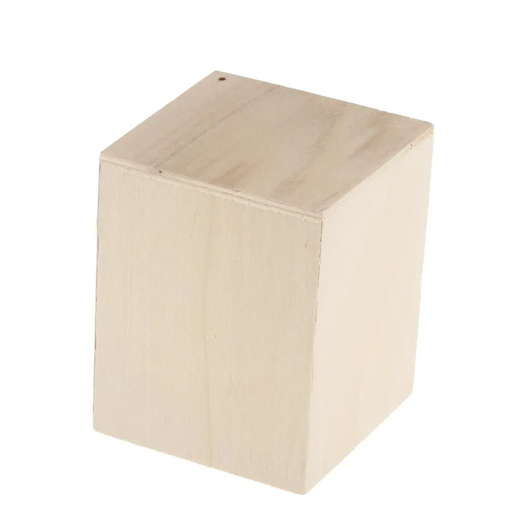 Square Unfinished Wood Pen Container Storage Box for Kids DIY Crafts 5