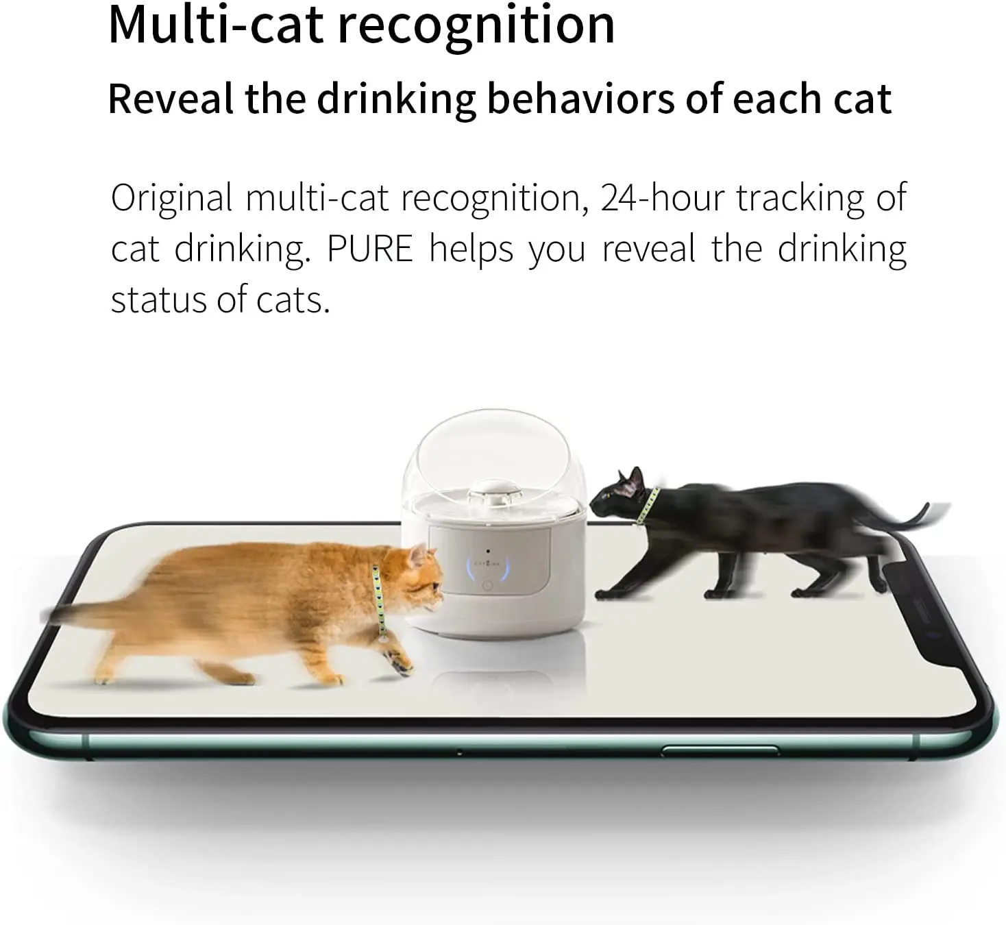 Фото Умный питьевой фонтан для домашних животных Catlink AI, керамический питьевой фонтан для кошек с признанием кошек, отчёт о питьевой системе в приложении №2