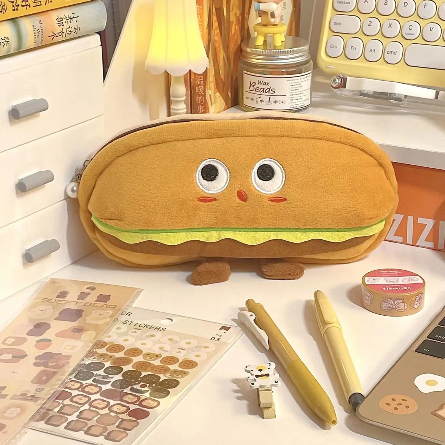 

Cute Bread Pencil Case Plush Creative Pencil Bag School Stationery Bag Children Pen Case Prizes Gifts Student Pencil Cases