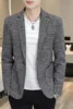 New Simple Atmosphere Men's Small Suit Korean Version Slim Top Handsome Casual Plaid Single Suit Trend Formal Coat Men 1