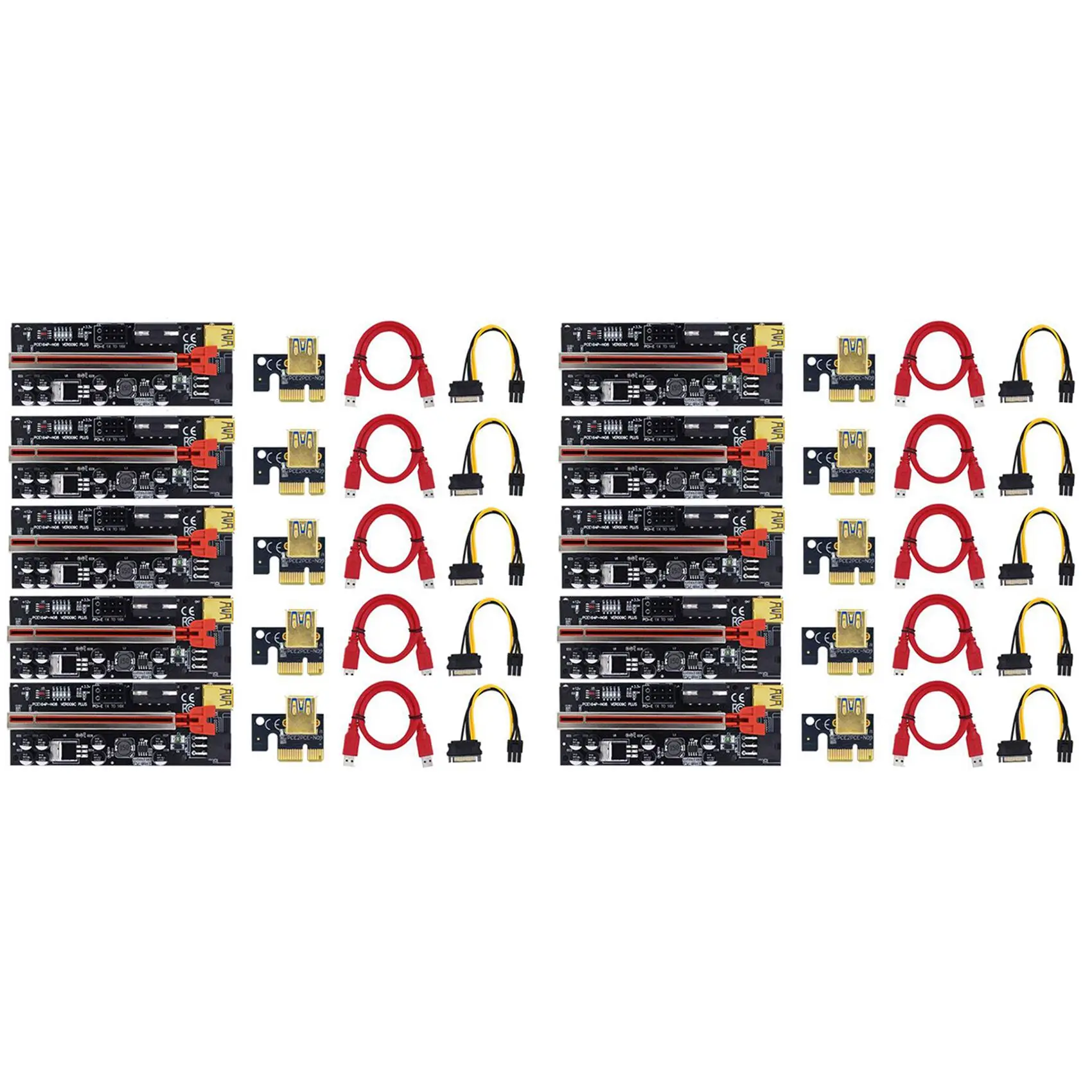 

Riser 009C Plus PCI-E PCIE Райзер для видеокарты PCI Express адаптер Molex 6Pin SATA к USB 3,0 кабель X1 X16 (10 шт.)