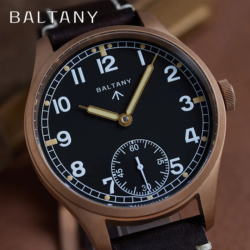 Baltany Dirty Dozen Homage Watch 42mm Dial Seagull ST3620 Manual Mechanical 50M Waterproof Retro Bronze D12 Military Men Watches