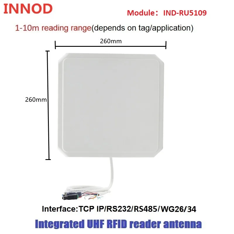 

Gen2 long range integrated uhf rfid reader 9dBi antenna 1~10m with RS232 RS485 WG26 TCP/IP access control free C++ sdk