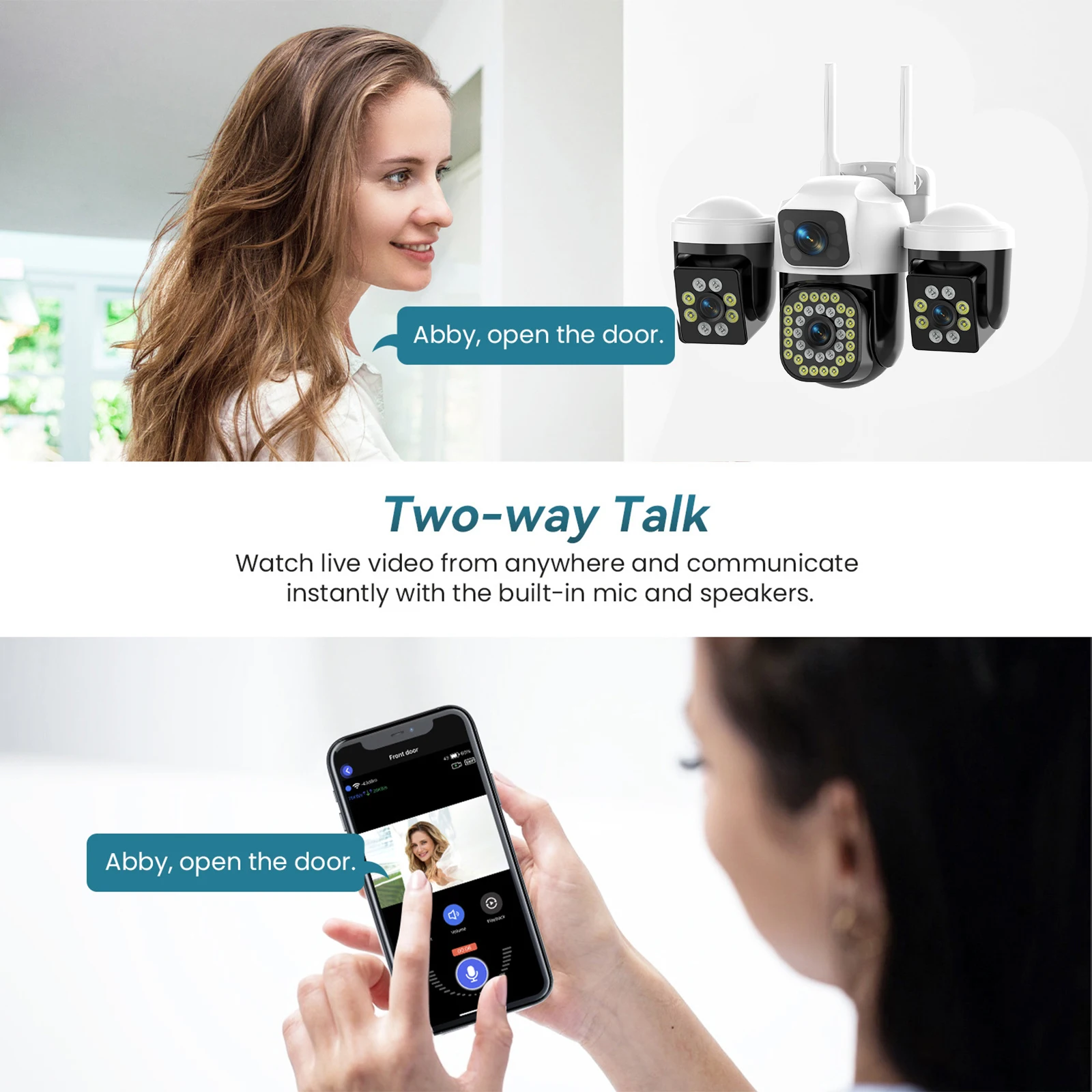 WiFi IP Camera Outdoor 15MP 8K Triple Lens Triple Screen Security Video Monitor Night Vision Waterproof 10X Zoom Onvif CCTV Cam 4