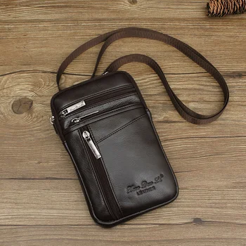 Borsa a tracolla da uomo cintura in pelle marsupio per cellulare in pelle bovina Mini borsa a tracolla da 7 pollici