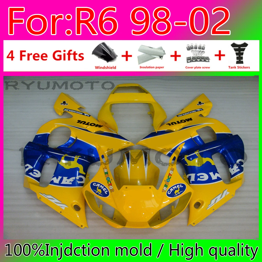 

Обтекатели из АБС-пластика для мотоцикла Yamaha YZF R6 1999 2000 2001 2002, желтые обтекатели