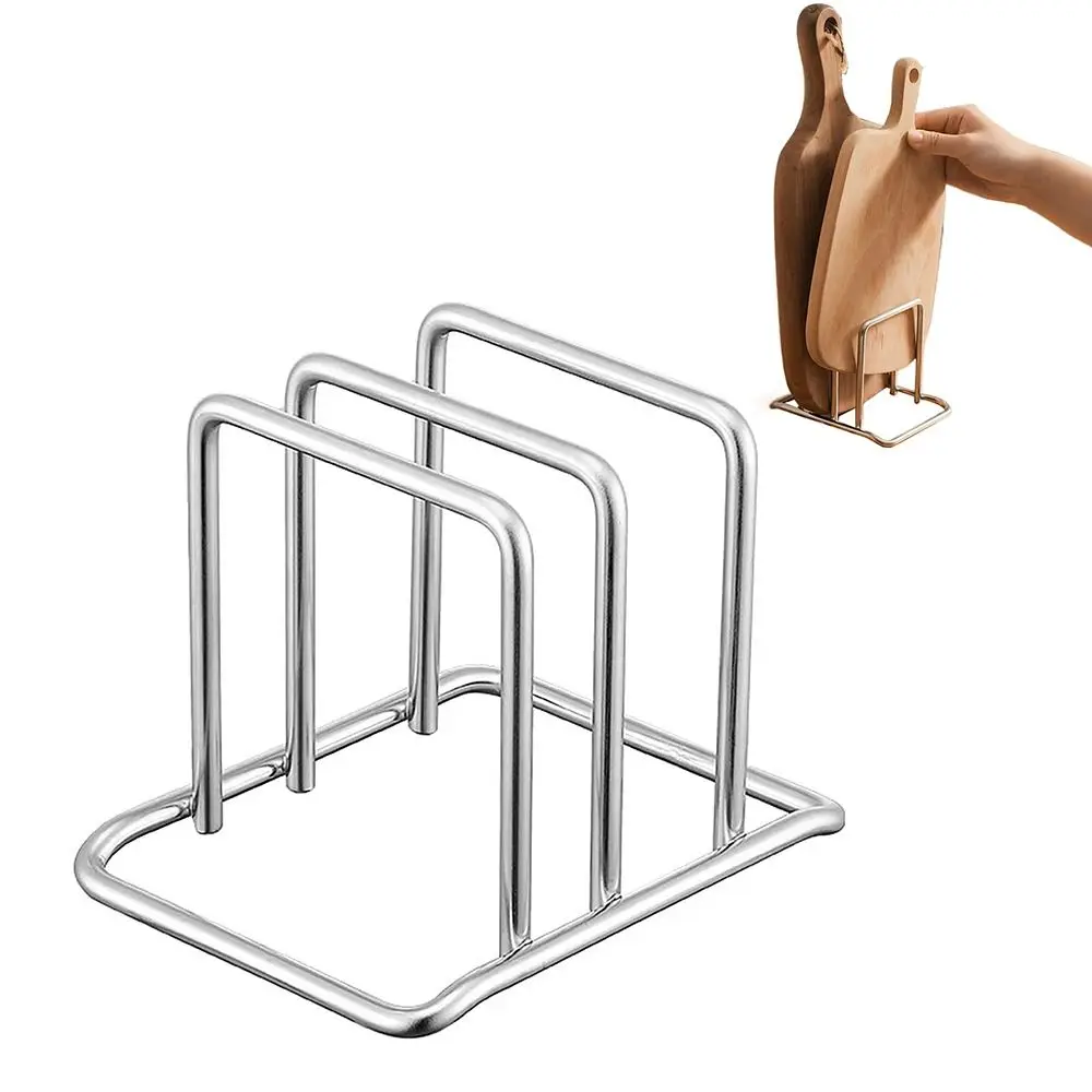 Portable Stainless Steel Cutting Board Holder Rustproof Space Saving Pot Lid Stand 2 Sectional Kitchen Storage Rack 1 Portable Stainless Steel Cutting Board Holder Rustproof Space Saving Pot Lid Stand 2 Sectional Kitchen Storage Rack 1