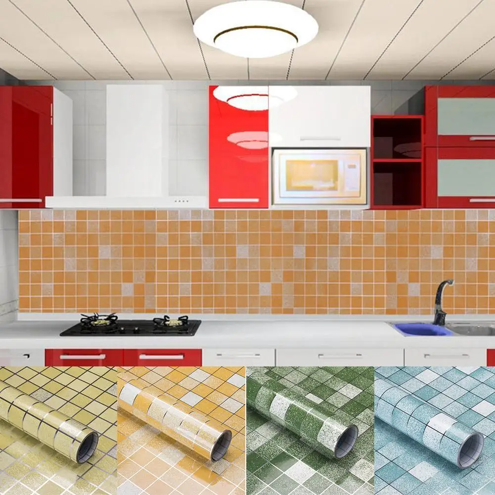 1Pc 7Color Mosaic Kitchen Oil Proof Waterproof Sticker Kitchen DIY