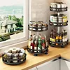 360°Rotating Kitchen Spice Storage Rack Organizer Desktop No Punching Home Multi-layer Round Rotating Spice Bottle Shelf Storage 1