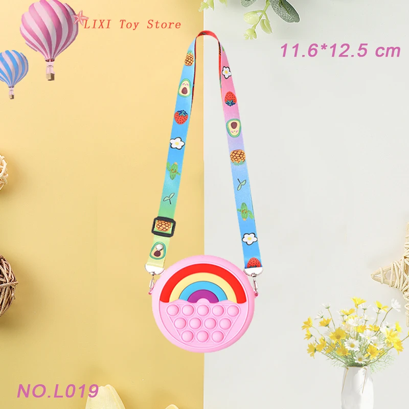 Push Bubble Women Shoulder Bag Pop Fidget Toys Pencil Case Coin Purse Kids Children Wallet Crossbody Bags Clearance Promote Gift pineapple stress ball Squeeze Toys