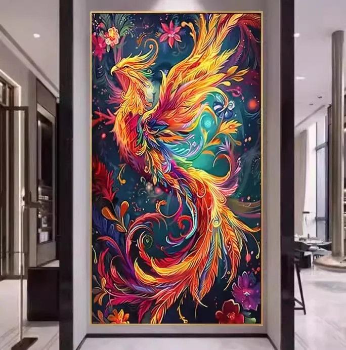 11ct 60x100cm Phoenix Embroidery DIY Chinese Style Printed Kits Cross Stitch Needlework Set Home Decor Crafts 59 Colors