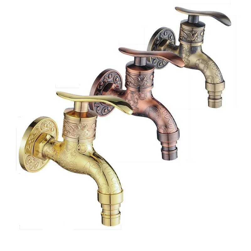 Outdoor faucet garden bibcocks water tap faucet zinc alloy wall mounted antique for garden washbasin decorative sink