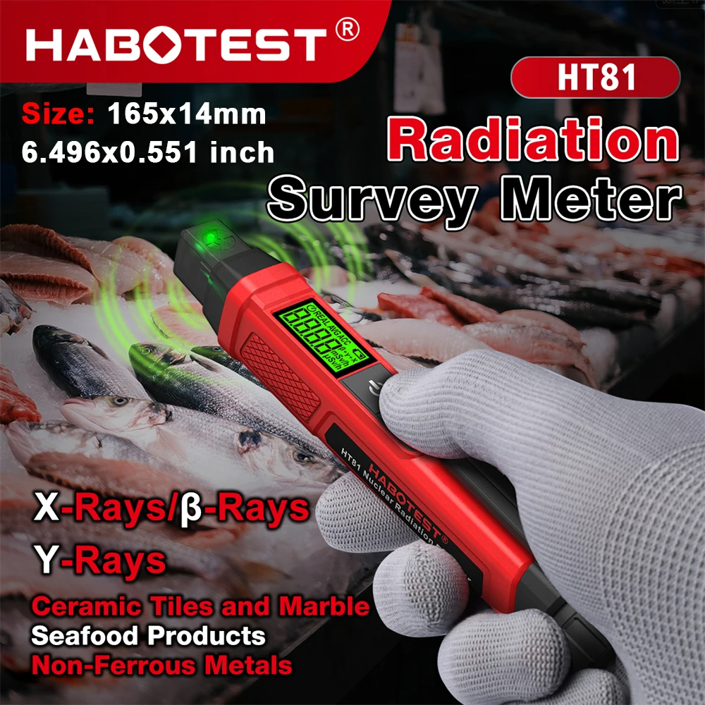 HABOTEST HT81 핵 방사선 감지기 가이거 계수기 선량계 디지털 알파 베타 감마선 측정기 uSv/h mSv/h 측정