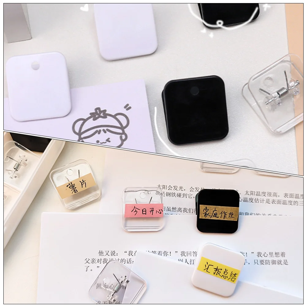 12 Pcs Square Folder Students Paper Clamps Document Sorting Paperclips Crisper Plastic Files