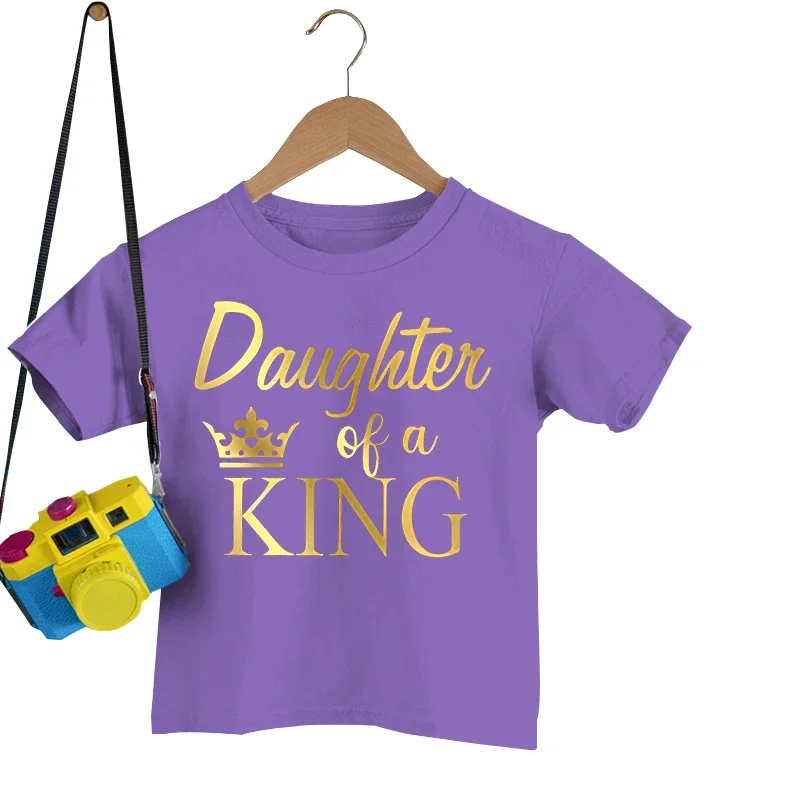 Father of Princess Daughter of King Print T Shirt Lovely Daddy and Me Outfit Family Matching Outfits Dad Baby Girl Summer Look 6