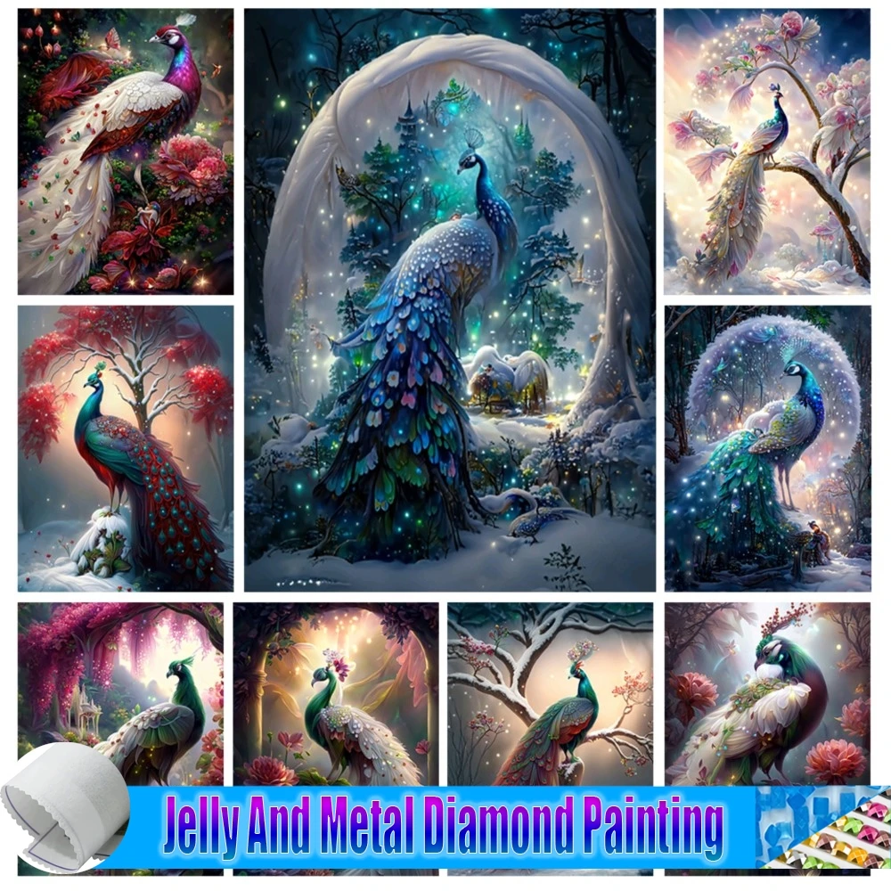 

Алмазная живопись 5d «сделай сам», желе и металл, с изображением павлина, птицы, цветов, пейзажа, вышивка крестиком