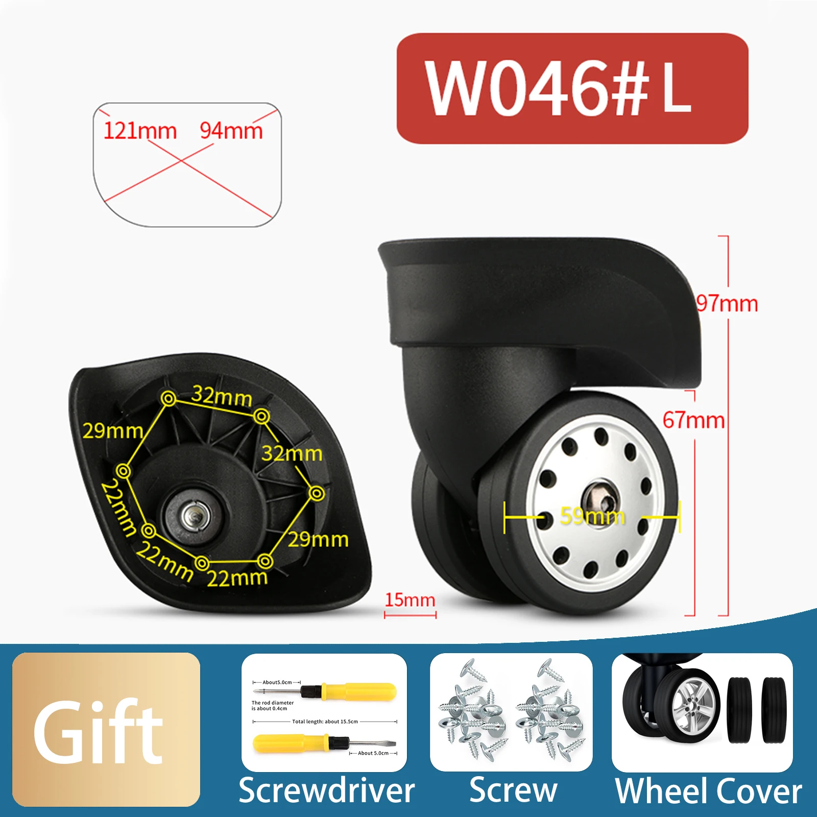 W046 Luggage Wheels Accessories Universal Wheel Trolley Case Repair Travel Password Box Wheel Replacement Caster Suitcase Caster