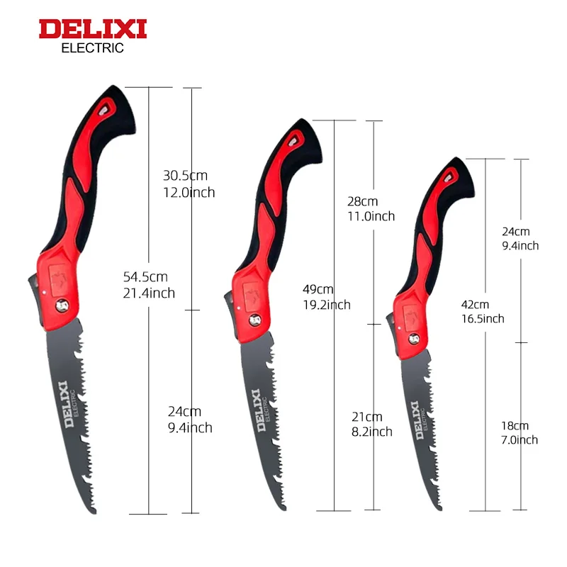 Folding Saw DELIXI ELECTRIC Manual SK5 Steel One-button Folding Design Sharp Blade for Cutting Wood Tree Garden