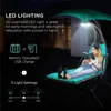 Hanging LED-Lit Curved Chaise Lounge Chair Swing for Backyard, Patio, Lawn w/ 3 Light Modes, Durable Weatherproof Cushion 2