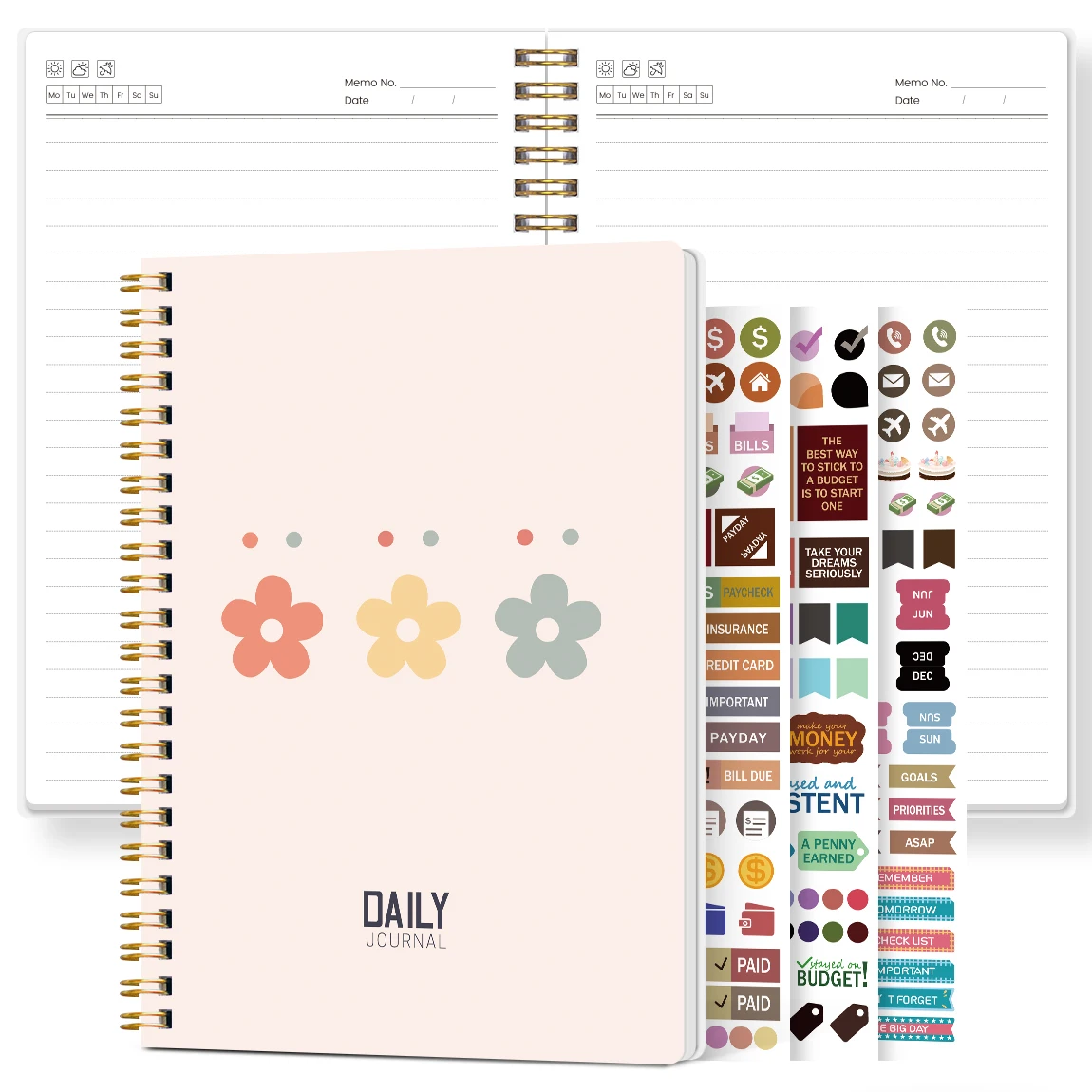 Minimalist Flower Spiral Notebook - A5 Daily Journal, 105 Pages for School, Office & Personal Use
